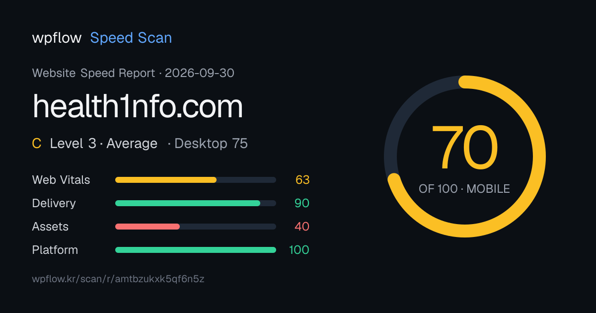 health1nfo.com 속도 점수 공유 카드